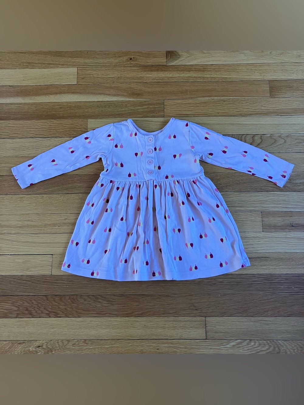 Hanna Andersson Pink Blue Floral Cotton 3-Button Long Sleeve Play Dress 90 3T - Picture 8 of 16